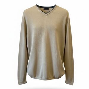 PT  nternational Linen Sweater V Neck Pullover Lightweight Beige Size Large NWT